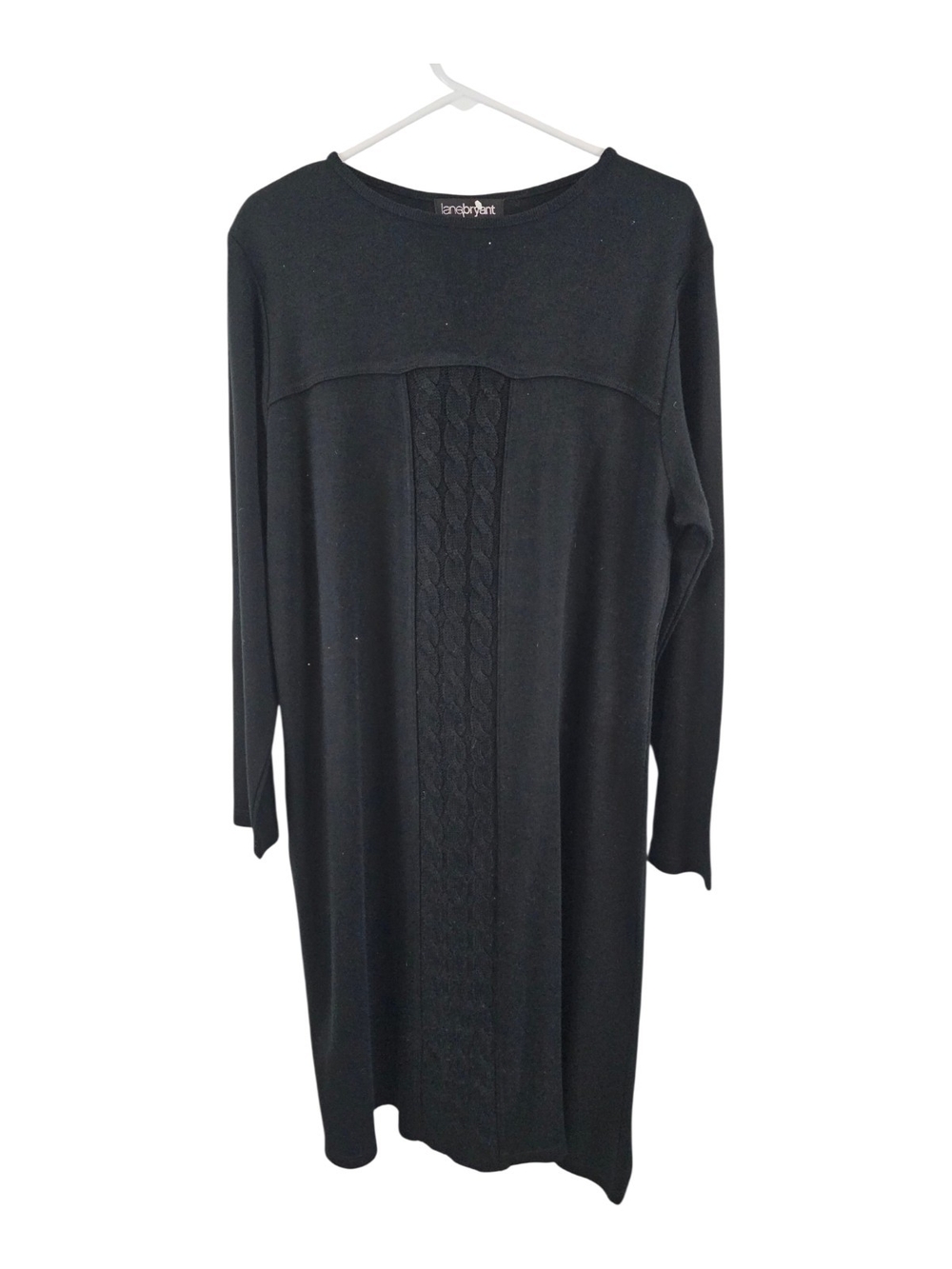 Lane Bryant Black Cable-Knit Front Sweater Dress Size 14 16 Sparkly